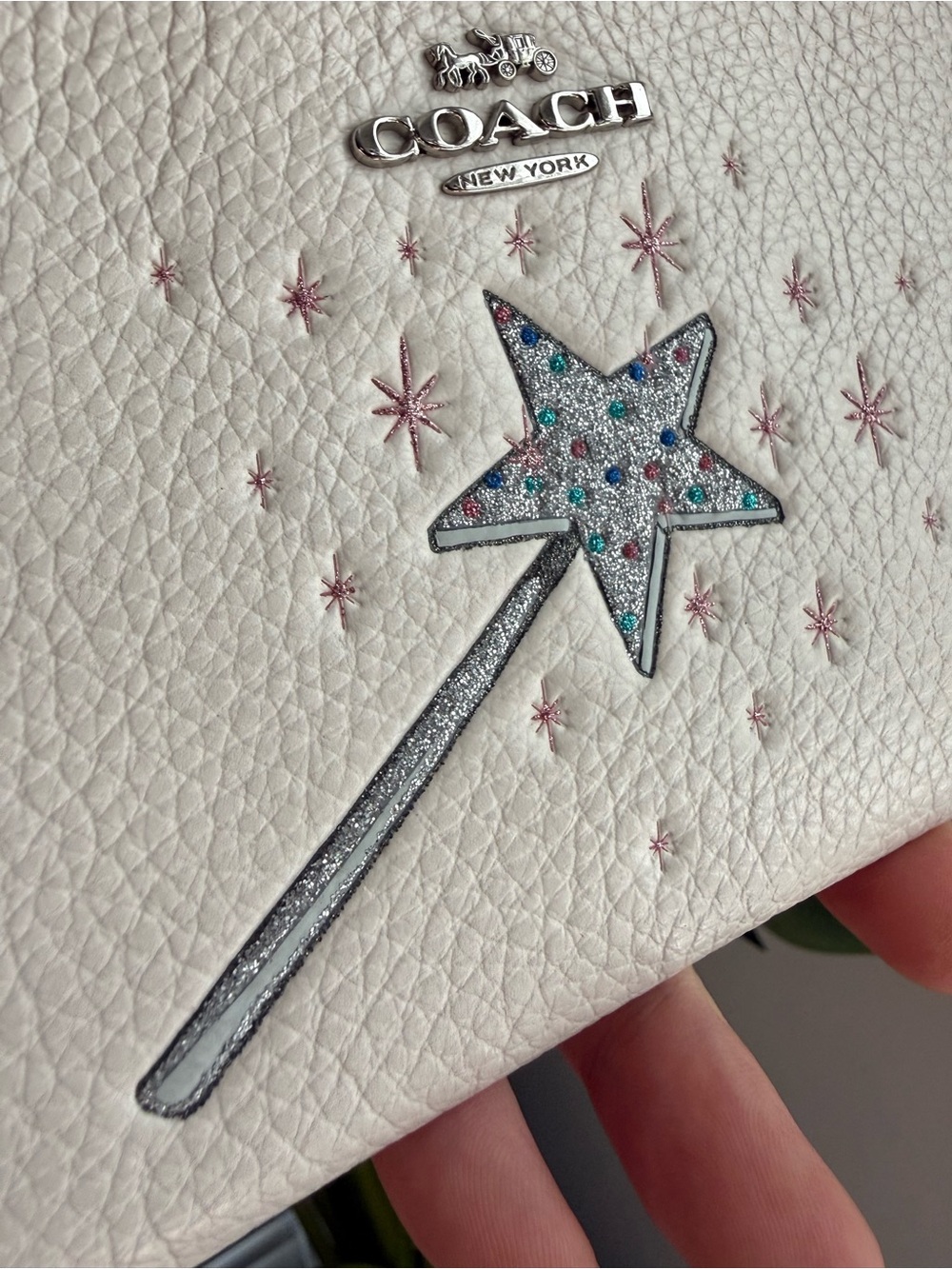 COACH White Wristlet with Sparkle Star Detail - Picture 2 of 6
